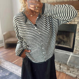 Charcoal Mini Stripe Piper Knit Cardigan