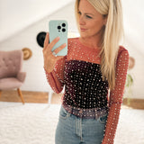 Pearl Hotline Bling Wine Mesh Top