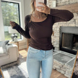 Dark Brown O Ring Detail Long Sleeve