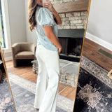 Risen Cream Tummy Control MR Wide Leg Pants