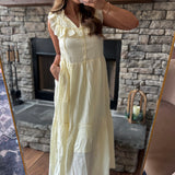 Striped Tie Front Ruffled Maxi