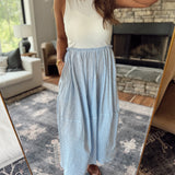 Nerina Ribbed Striped Barrel Skirt Midi