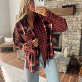 Bryn Red Multi Plaid Button Down