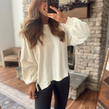 Cream Brushed Waffle Long Sleeve