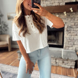 White Tahlia Henley Top