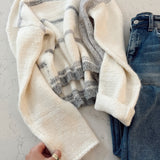 Freezing Point White/Grey Striped Knit Sweater