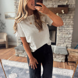 Cream Striped Rylee Tee
