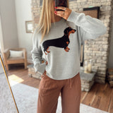 Heather Gray Dachshund Sweater