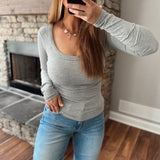 Heather Gray Ribbed Riot Long Sleeve