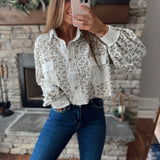 Hazel Cream Floral Cropped Collared Button Down