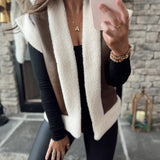 Bowie Brown/Cream Faux Leather Oversized Bonding Vest