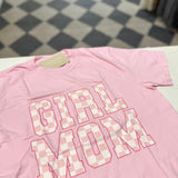 Pink Checkered Girl Mom Tee