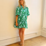 Waterlily Green/ Blue Floral Shift Dress