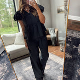 Beth Black MonoStripe Pants