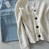 Chill Day Cream V-Neck Button Down Cardi