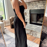 Yuki Black Strapless Linen Midi