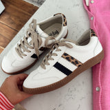 White Leopard Heads Up Sneakers