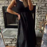 Black Anse Ribbed Top Maxi