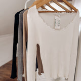 Simple The Best White Ribbed Scoop Neck Lettuce Edge IN STORE