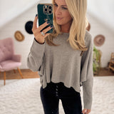 Heather Gray Ribbed Sweater Top IN STORE