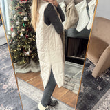 Sand Quilted Longline Puffer Vest