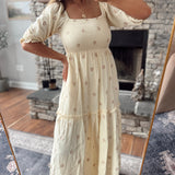 Beige Heaven Sent Floral Maxi Dress