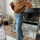 Mica Vintage Blue HR Straight Crop Denim