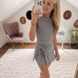 Black Gingham Court Check Mini Dress