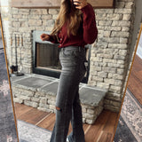 Mica Oil Super HR Wide Leg Distressed Denim