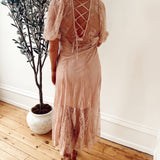 Janay Dusty Rose Lace Layered Maxi Dress