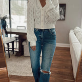 Risen Med. Wash HR Distressed Ankle Flares