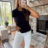 Black Stitch Detail Short Sleeve