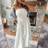 White Kihei Strapless Midi Dress