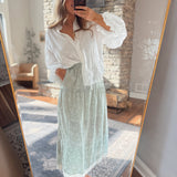 Sage Lacewood Midi Skirt