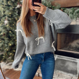 Gray Adorned in Bows Sweater