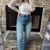 Risen Medium HR Ankle Skinny Roll-Up Denim