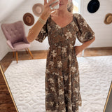 Coffee Bean Whimsey Midi Dress