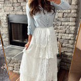 Ambrose Cream Lace Tiered Maxi Skirt