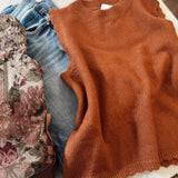 Rust Scalloped Knit Sweater Vest