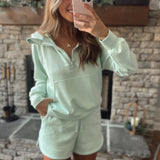 Walk A Mile Soft Mint Cropped Hoodie Jacket