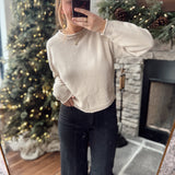 Taupe Lace Up Back Sweater