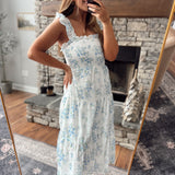 Blue Aldermyn Floral Midi Dress