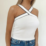 Crystal Clear Cross Neck Knit Top