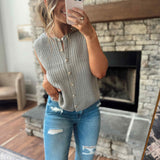 Gray Mariam Button Up Sweater Vest