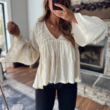 Cream Drift Poplin Top