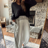 Oatmeal Gray Overlock Stitch Thermal Pants