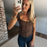 Dark Brown Striped Kerrie Top