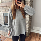 Gray Pleat Street Mix Top