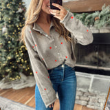 Mocha Heart Embroidered Piper Knit Cardigan