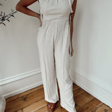 Only The Best Oatmeal Side Smocked Jumpsuit